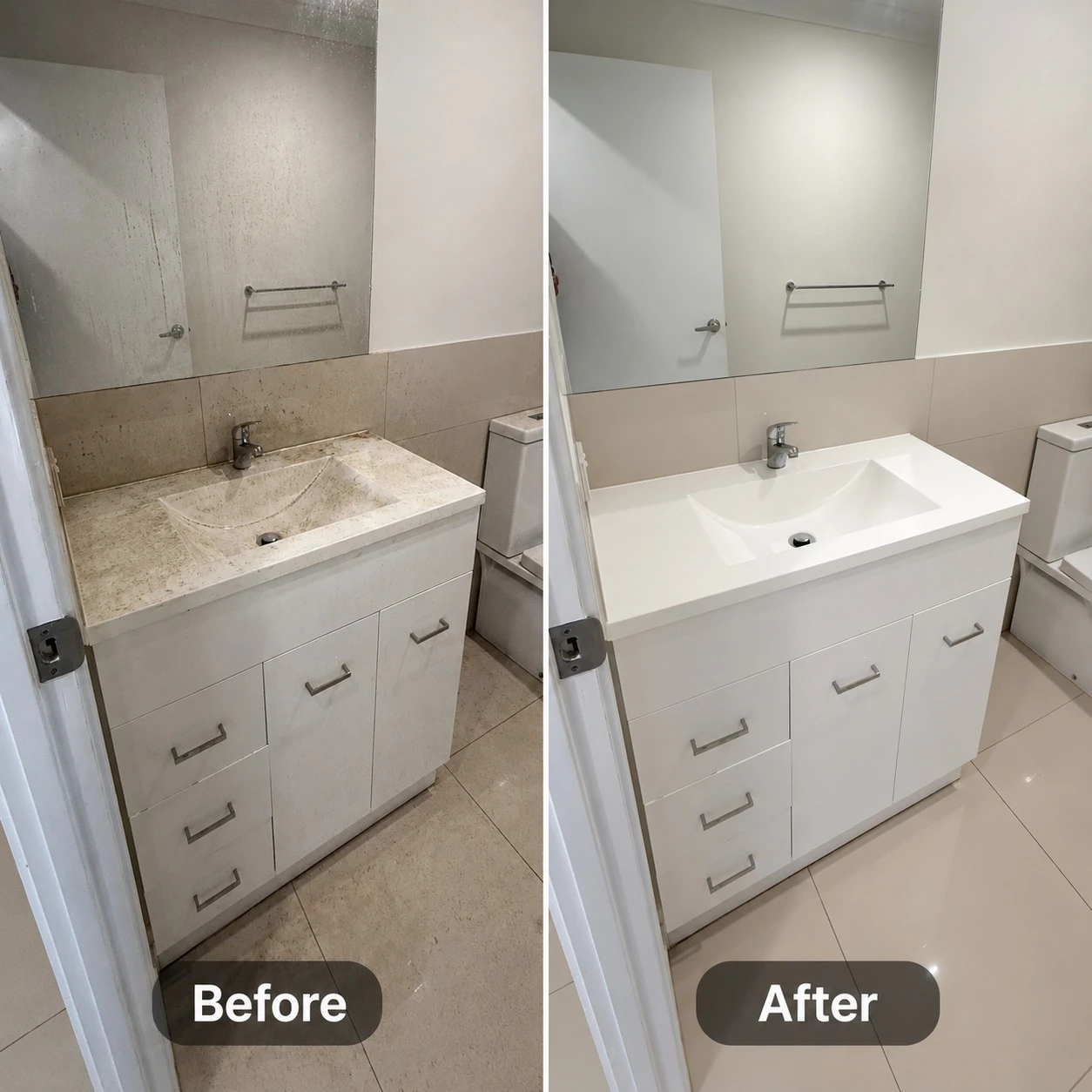 Bathroom cleaning before and after transformation in Brisbane